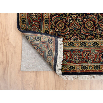 Fine Oriental Wool Hand Knotted Rug Black Rust Red 4.0X14.3 -O063341