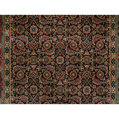Fine Oriental Wool Hand Knotted Rug Black Rust Red 4.0X14.3 -O063341