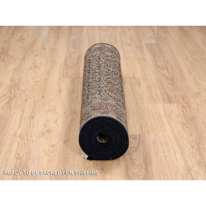 Fine Oriental Wool Hand Knotted Rug Black Rust Red 4.0X14.3 -O063341