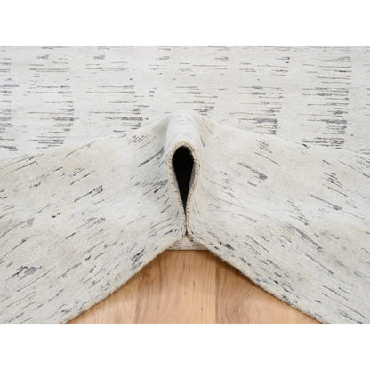 Modern and Contemporary Wool Hand Knotted Rug Ivory No Border 9.1X11.9 -O063368