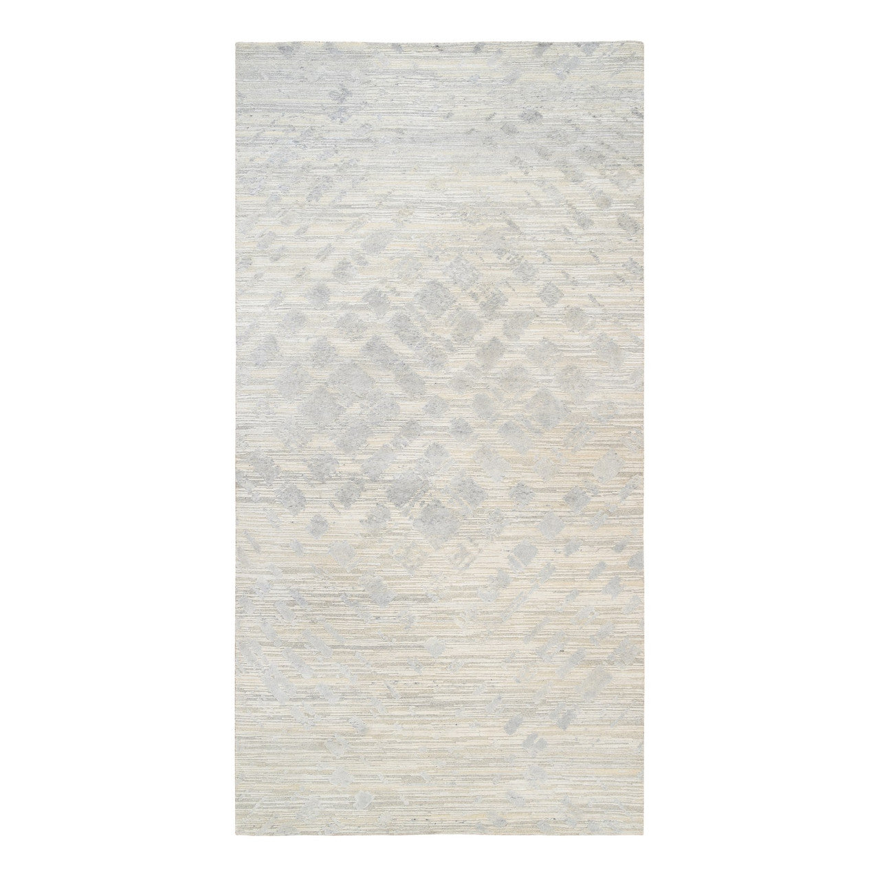 Ivory 6'1" x 11'10" Modern and Contemporary Hand knotted Wool Rug - Sku: O063371