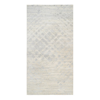 Modern and Contemporary Wool Hand Knotted Rug Ivory No Border 6.1X11.10 -O063371