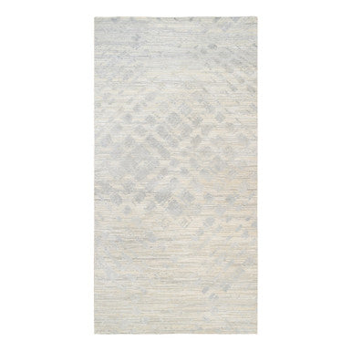 Modern and Contemporary Wool Hand Knotted Rug Ivory No Border 6.1X11.10 -O063371