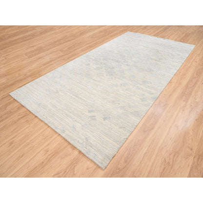 Modern and Contemporary Wool Hand Knotted Rug Ivory No Border 6.1X11.10 -O063371