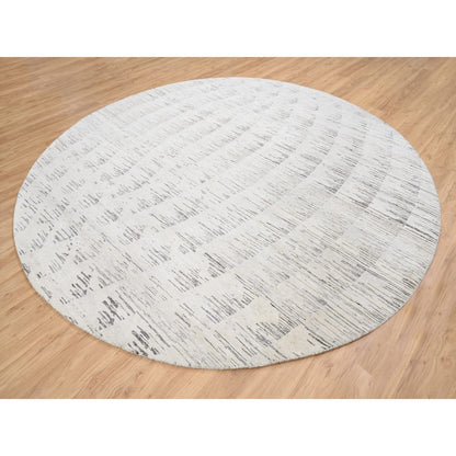 Modern and Contemporary Wool Hand Knotted Rug Ivory No Border 9.10X9.10 -O063376