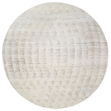 Modern and Contemporary Wool Hand Knotted Rug Ivory No Border 11.9X11.9 -O063379