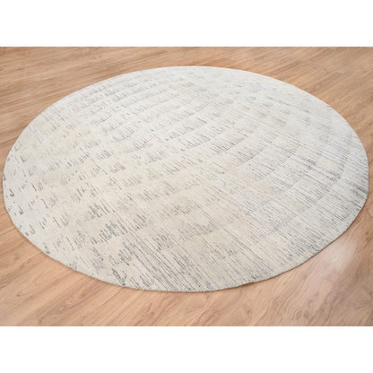 Modern and Contemporary Wool Hand Knotted Rug Ivory No Border 11.9X11.9 -O063379