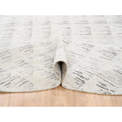 Modern and Contemporary Wool Hand Knotted Rug Ivory No Border 11.9X11.9 -O063379