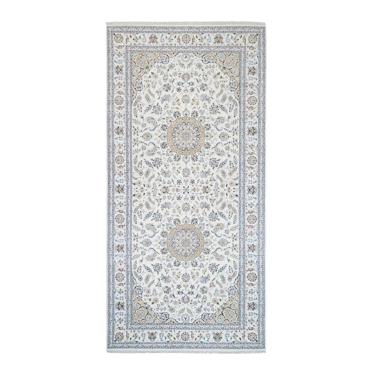 Fine Oriental Wool Hand Knotted Rug Ivory Ivory 8.0X16.2 -O063395