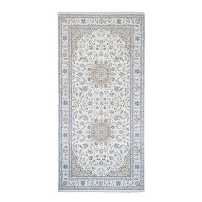 Fine Oriental Wool Hand Knotted Rug Ivory Ivory 8.0X16.2 -O063395
