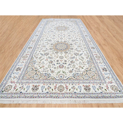Fine Oriental Wool Hand Knotted Rug Ivory Ivory 8.0X16.2 -O063395