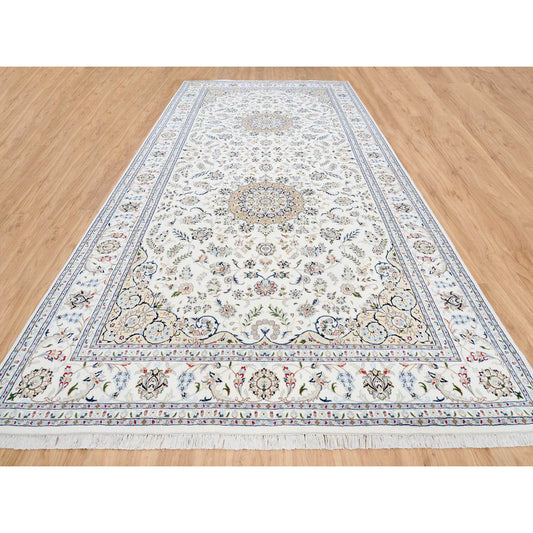 Fine Oriental Wool Hand Knotted Rug Ivory Ivory 8.0X16.2 -O063395