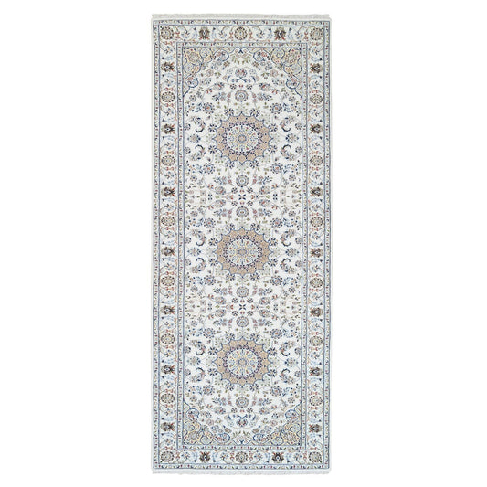 Fine Oriental Wool Hand Knotted Rug Ivory Ivory 4.1X12.0 -O063399