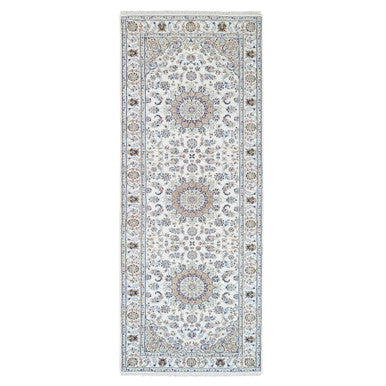 Fine Oriental Wool Hand Knotted Rug Ivory Ivory 4.1X12.0 -O063399