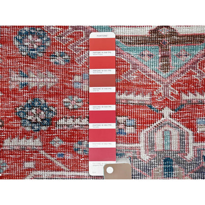 Overdyed & Vintage Wool Hand Knotted Rug Red 2.7x9.3 -O0633