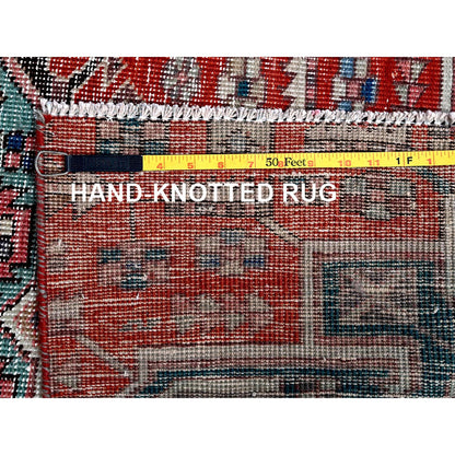 Overdyed & Vintage Wool Hand Knotted Rug Red 2.7x9.3 -O0633