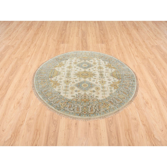 Heriz Wool Hand Knotted Rug Ivory Ivory 6.1X6.0 -O063419