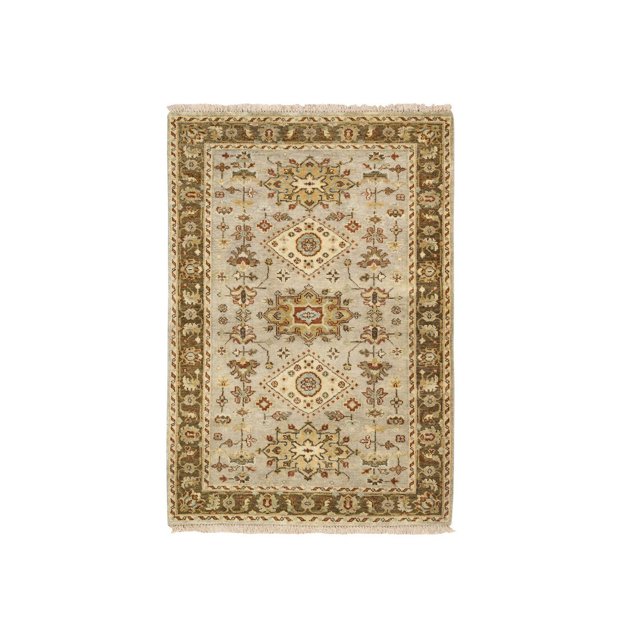 Heriz Wool Hand Knotted Rug Grey Brown 3.2X5.0 -O063444