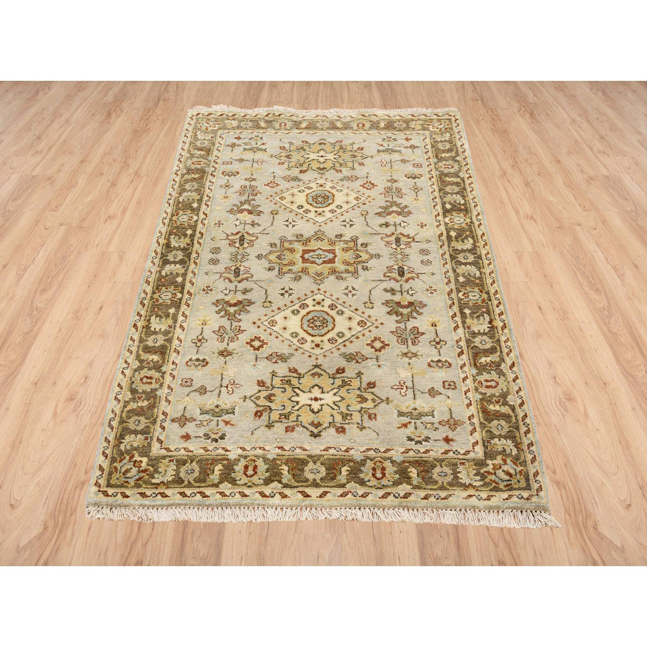 Heriz Wool Hand Knotted Rug Grey Brown 3.2X5.0 -O063444