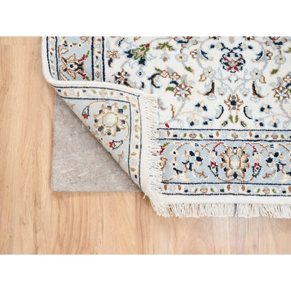 Fine Oriental Wool Hand Knotted Rug Ivory Blue 2.8X10.1 -O063452
