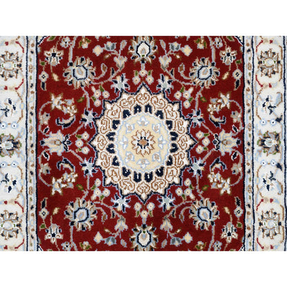 Fine Oriental Wool Hand Knotted Rug Red Ivory 2.0X3.3 -O063453