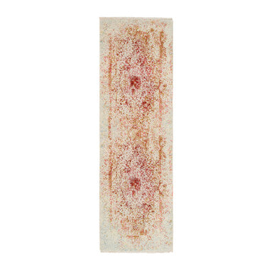 Modern and Contemporary Wool & Silk Hand Knotted Rug Pink No Border 2.6X8.0 -O063463