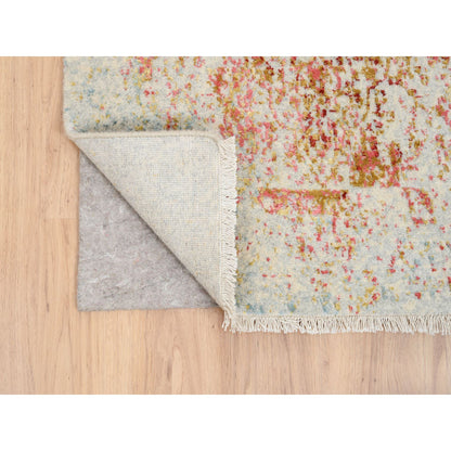 Modern and Contemporary Wool & Silk Hand Knotted Rug Pink No Border 2.6X8.0 -O063463