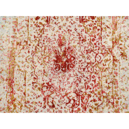 Modern and Contemporary Wool & Silk Hand Knotted Rug Pink No Border 2.7X9.9 -O063464