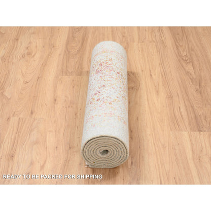 Modern and Contemporary Wool & Silk Hand Knotted Rug Pink No Border 2.7X9.9 -O063464