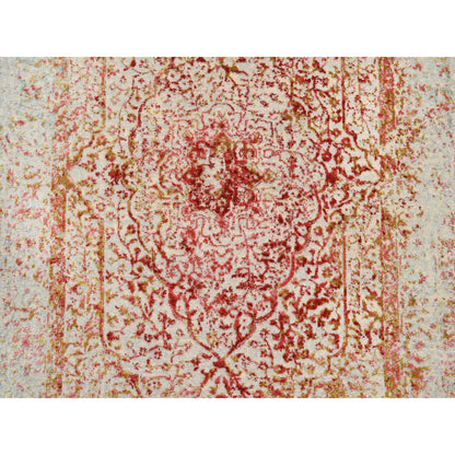 Modern and Contemporary Wool & Silk Hand Knotted Rug Pink No Border 4.0X11.9 -O063466