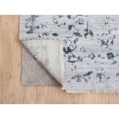 Transitional Wool & Silk Hand Knotted Rug Grey No Border 12.0X12.0 -O063467