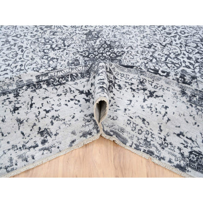 Transitional Wool & Silk Hand Knotted Rug Grey No Border 12.0X12.0 -O063467