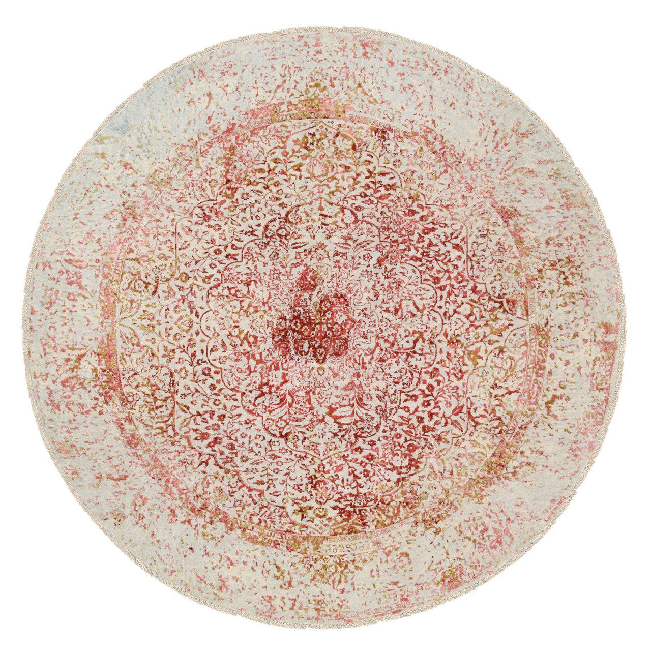 Pink 9'8" x 9'8" Modern and Contemporary Hand knotted Wool/Silk Rug - Sku: O063468