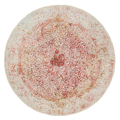 Modern and Contemporary Wool & Silk Hand Knotted Rug Pink Ivory 9.8X9.8 -O063468