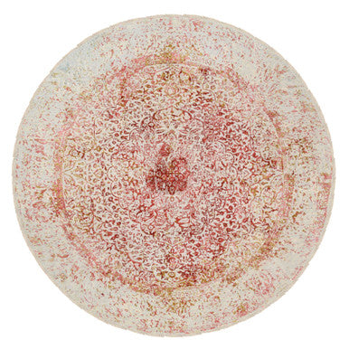 Modern and Contemporary Wool & Silk Hand Knotted Rug Pink Ivory 9.8X9.8 -O063468