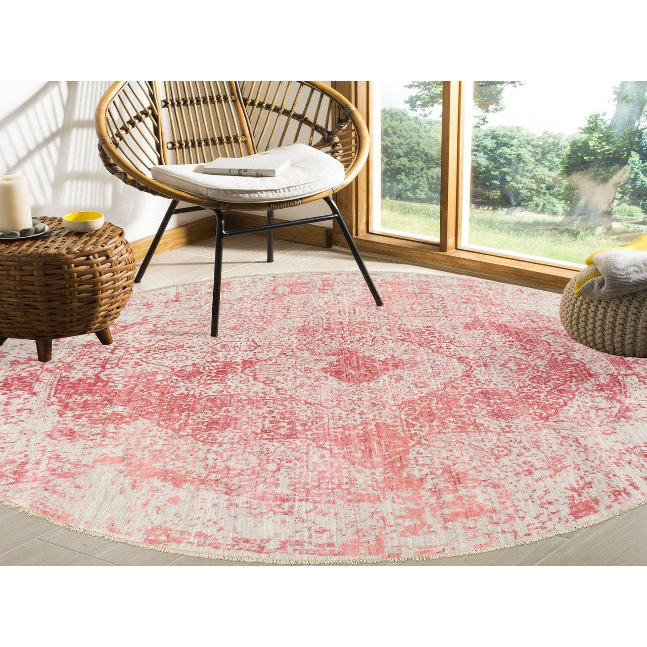 Transitional Wool & Silk Hand Knotted Rug Ivory No Border 8.9X8.9 -O063469