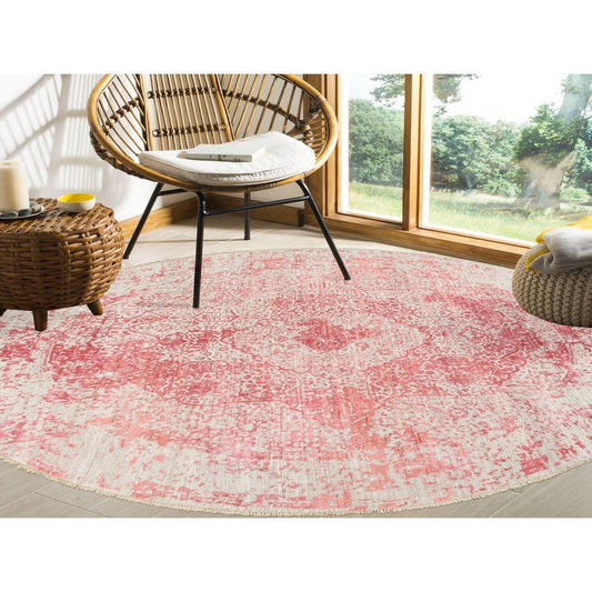 Transitional Wool & Silk Hand Knotted Rug Ivory No Border 8.9X8.9 -O063469