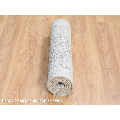 Transitional Wool & Silk Hand Knotted Rug Grey No Border 2.6X5.10 -O063475