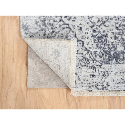 Transitional Wool & Silk Hand Knotted Rug Grey No Border 2.6X6.0 -O063476