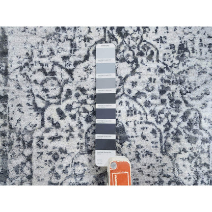 Transitional Wool & Silk Hand Knotted Rug Grey No Border 2.6X6.0 -O063476