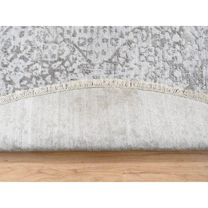 Transitional Wool & Silk Hand Knotted Rug Grey No Border 11.9X11.9 -O063477