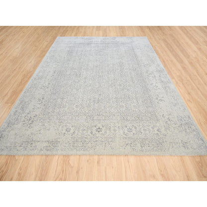 Modern and Contemporary Wool & Silk Hand Loomed Rug Beige No Border 8.0X10.1 -O063479