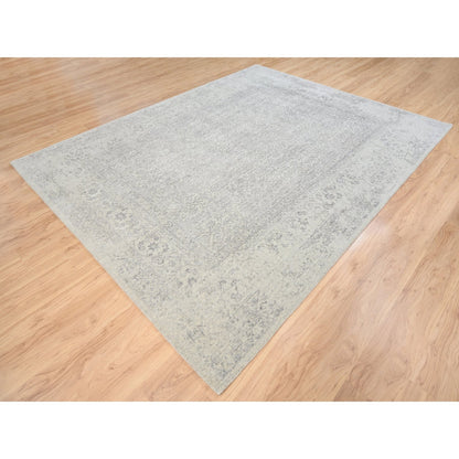 Modern and Contemporary Wool & Silk Hand Loomed Rug Beige No Border 8.0X10.1 -O063479