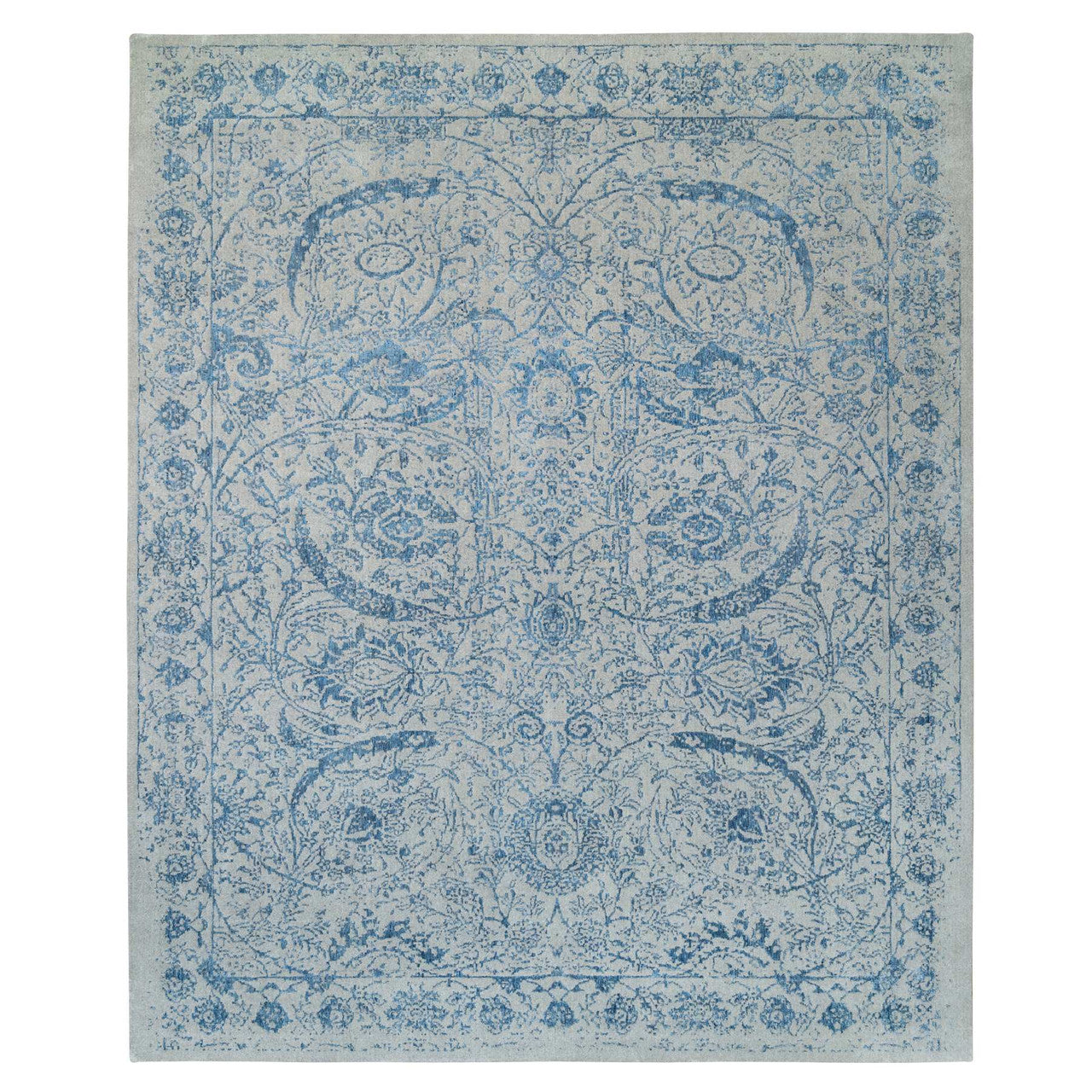 Blue 11'10" x 15'0" Transitional Handloom Wool/Silk Rug - Sku: O063480