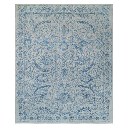 Transitional Wool & Silk Hand Loomed Rug Blue No Border 11.10X15.0 -O063480