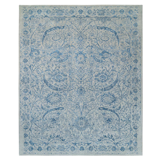 Transitional Wool & Silk Hand Loomed Rug Blue No Border 11.10X15.0 -O063480