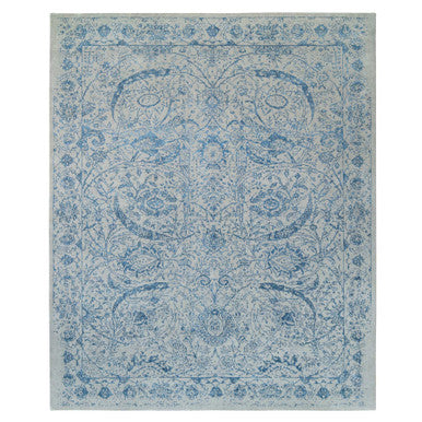 Transitional Wool & Silk Hand Loomed Rug Blue No Border 11.10X15.0 -O063480