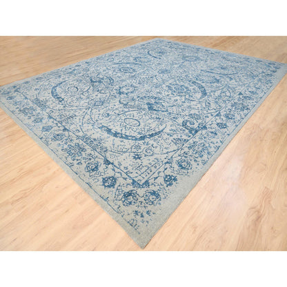 Transitional Wool & Silk Hand Loomed Rug Blue No Border 11.10X15.0 -O063480