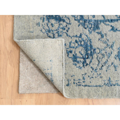 Transitional Wool & Silk Hand Loomed Rug Blue No Border 11.10X15.0 -O063480