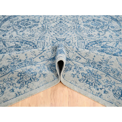 Transitional Wool & Silk Hand Loomed Rug Blue No Border 11.10X15.0 -O063480